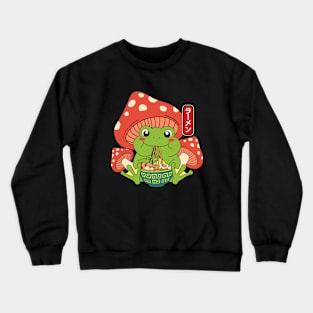 Frog Eating Ramen Noodles Mushroom Crewneck Sweatshirt